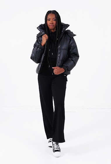 Wholesaler Sixth June Paris - Faux leather puffer jacket Black