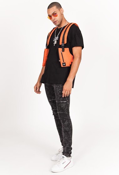 Lightweight tactical vest short orange black