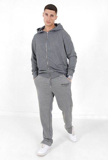 Zipped hooded cardigan with logo Gray