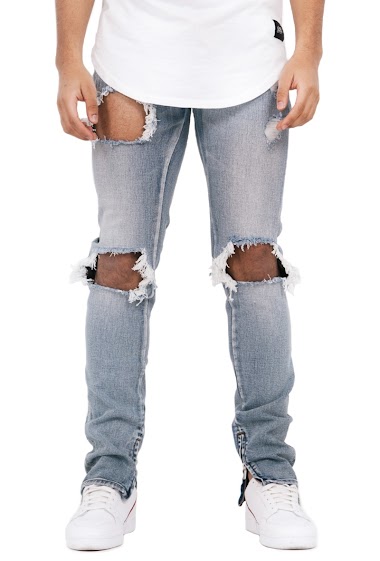 Wholesaler Sixth June Paris - Ultra destroyed skinny jeans with blue zips