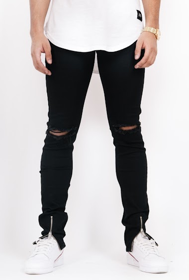 Wholesalers Sixth June - Black holey front zip jeans