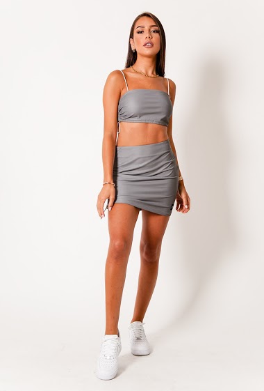 Wholesaler Sixth June Paris - Gray reflective bodycon skirt