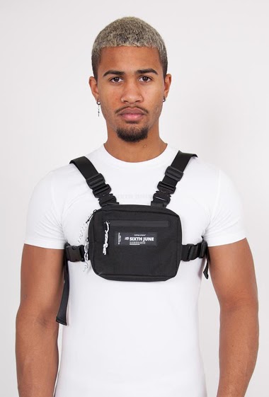 Mini chest bag with black logo zip buckle