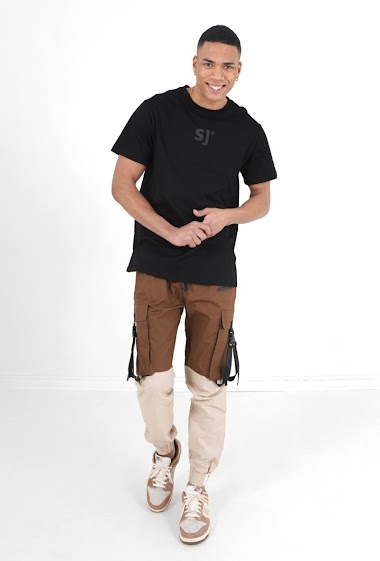 Großhändler Sixth June Paris - Two-tone cargo pants with straps Brown