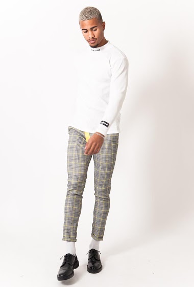 Großhändler Sixth June Paris - Prince of Wales check trousers gray yellow buckle