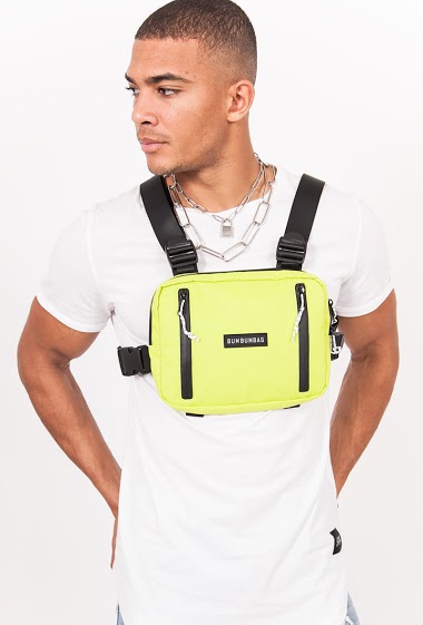 Small chest bag with green zips