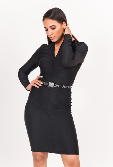 Wholesaler Sixth June Paris - Sixth June long sleeves buckle dress black