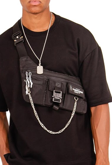Black tactical chain belt bag