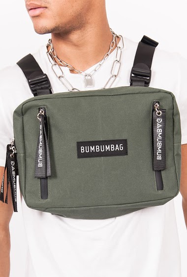 Chest bag with green zips