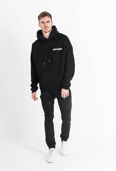 Wholesalers Sixth June - Black oversized offset logo hoodie