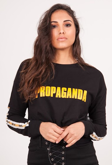 Mayorista Sixth June Paris - Propaganda band crop top sweatshirt black