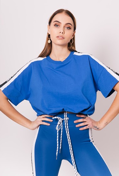 Großhändler Sixth June Paris - Cropped T-shirt with blue logo bands