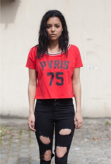 Großhändler Sixth June Paris - Sixth June t-shirt PVRIS 75 crop top red 1869V