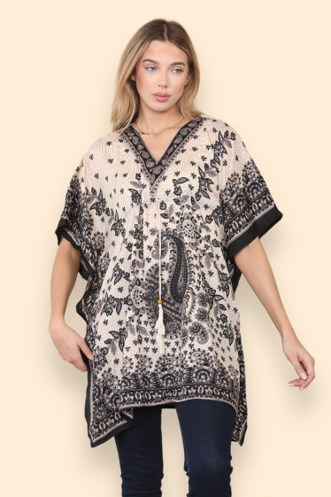 Wholesaler SK MODE - Short kaftan with oriental border with V-neck and mosaic pattern. Reference SK1234