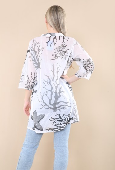 Chemise blanche printemps femme t 2023 floral motif col v l ger