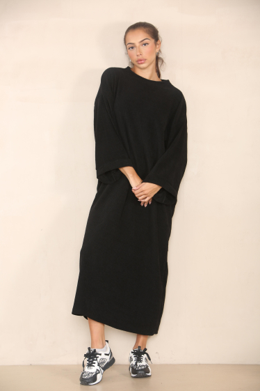 Wholesaler SK MODE - Round neck, long sleeves, simple long dress (ref 9795sk).
