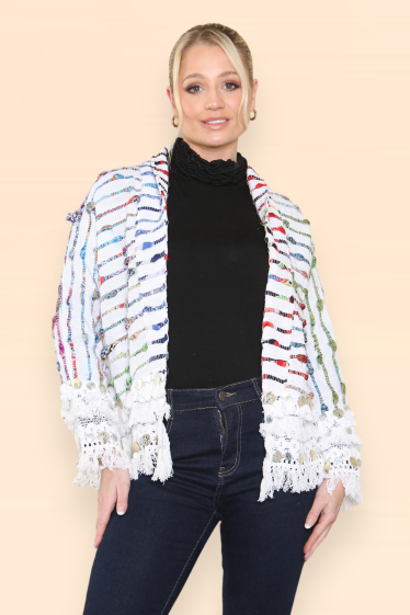 Mayorista SK MODE - Colección verano 2024 - SKAM-29 Versión localizada para mujer de una chaqueta básica de verano de algodón