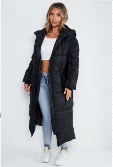 Wholesaler SK MODE - Women's long sleeves Fluffy jacket with DUFFLE hood and slit zip opening 970