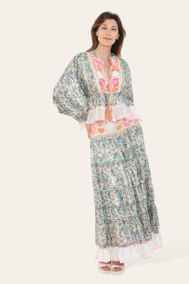 Wholesaler SK MODE - Exclusive Bohemian Set Floral Embroidery imperial botanical print SY64SY65
