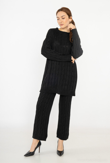 Wholesaler SK MODE - Women's woollen autumn/winter apparel set in a bubble style Women's woollen