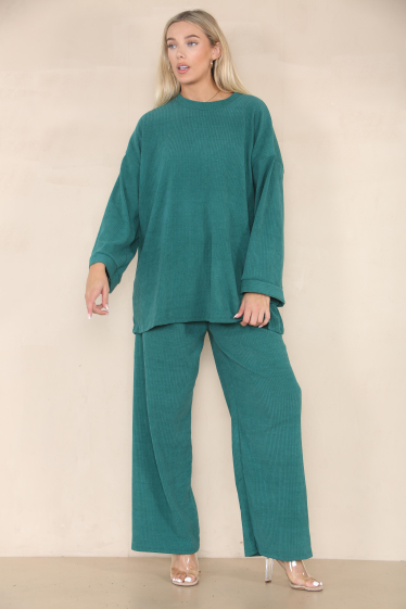Wholesaler SK MODE - Simple velvet oversized flared t-shirt and pants set ref 9830SK