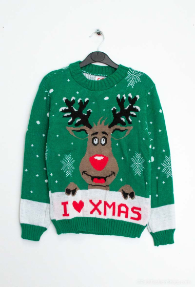 Wholesaler SK MODE - I love SKIXMASENF Christmas Sweatshirt / Rudolph Reindeer Cardigan / Kids Christmas Sweater