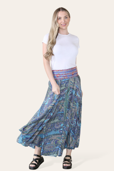 Wholesaler SK MODE - Skirt Pants Oriental Bohemian Mirrored Bohemian Style Belt SKAM-208G-S5