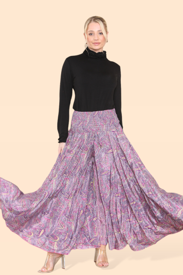 Wholesaler SK MODE - Women's Large Floral Rosette Trouser Skirt - Summer 2024 Collection SK813P14-G