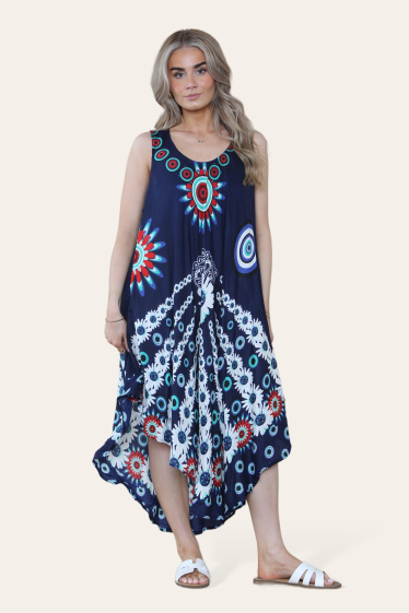 Wholesaler SK MODE - The ankle length floral dress is a flowing, design. Ref-SKR15
