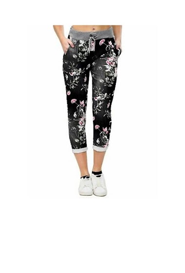 Großhändler SK MODE - Damen Pantaloon Fabric Denim Style Jogginghose Blumenmuster REF MIMO PYJ