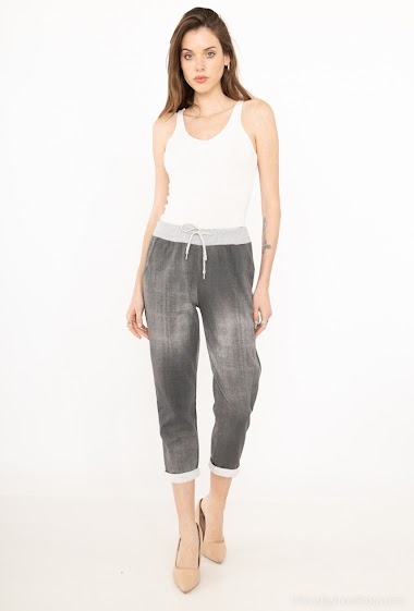 Großhändler SK MODE - Damen Pantaloon Fabric Denim Style Jogginghose Muster PLAIN -PYJ2