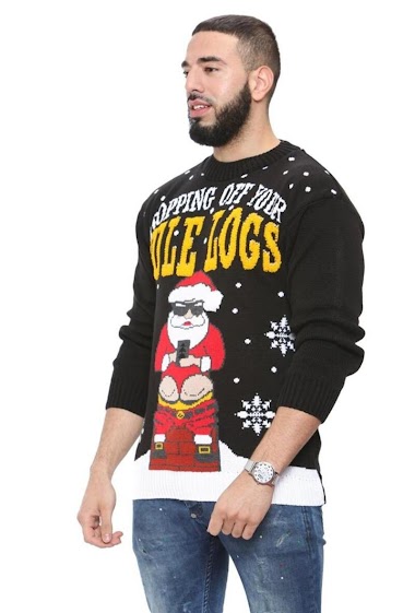 Großhändler SK MODE - Weihnachtspullover für Männer. Sweat Shirt / Snowy Cardigen / Pull YULE LOCS Cardigan