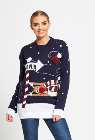 Wholesaler SK MODE - Christmas jumper woman to the pub pnb-ss