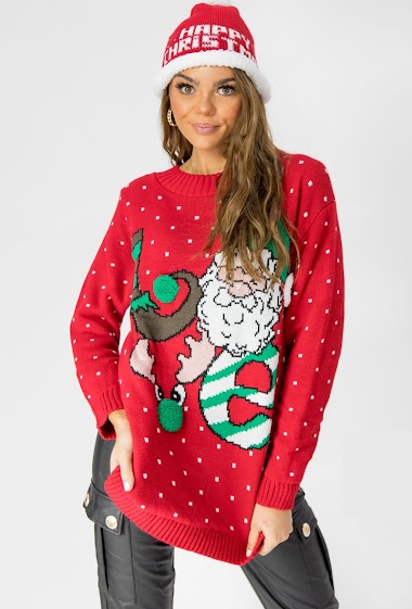 Wholesaler SK MODE - Christmas sweater Woman LOVE Santa Claus reindeer Christmas Eve snow LOCJ FEMSS