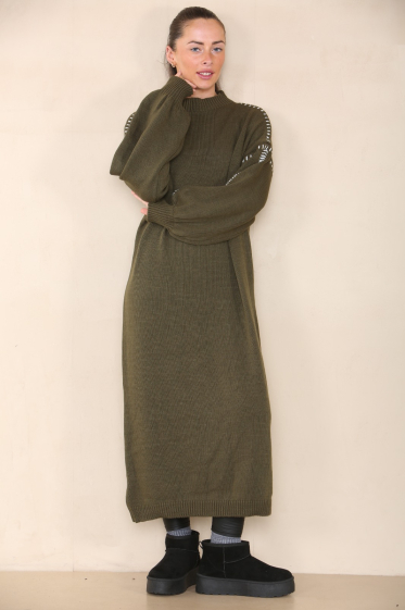Grossiste SK MODE - Référence RSLISK : Robe pull longue d'hiver à manches longues