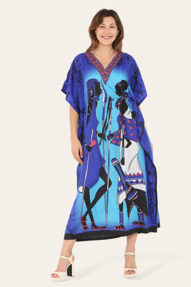 Großhändler SK MODE - Kaftan-Kleid mit einem traditionellen afrikanischen Aufdruck, a -SK9063-L