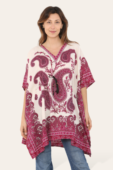 Wholesaler SK MODE - Kaftan dress, ethnic embroidery Paisley flower print kaftan Ref-1047-S