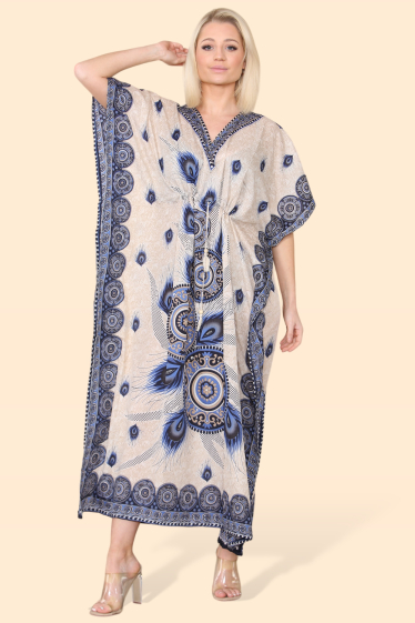 Wholesaler SK MODE - Oriental caftan kaftan dress bordered with V-neck and mosaic pattern SK1338