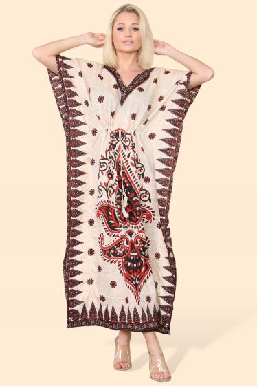 Wholesaler SK MODE - Oriental caftan kaftan dress bordered with V-neck and mosaic pattern SK1309