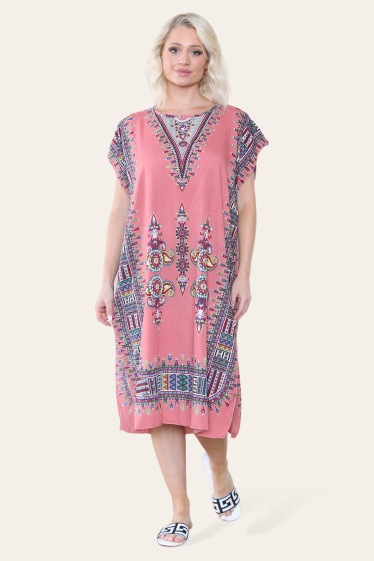 Wholesaler SK MODE - Chic kaftan dress with traditional ethnic print pattern Ref-SK7001