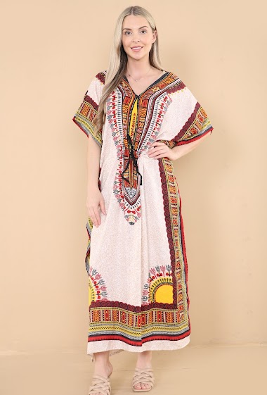 Wholesaler SK MODE - Caftan Dress Plus Size African Style Tropical Pattern Ref SK102L
