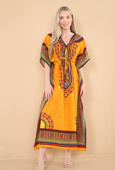 Wholesaler SK MODE - Caftan Dress Plus Size African Style Tropical Pattern Ref SK102L
