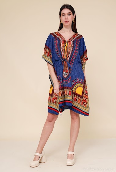 Grossiste SK MODE - Robe Caftan motif tropicale style africain grande taille Ref SK102S