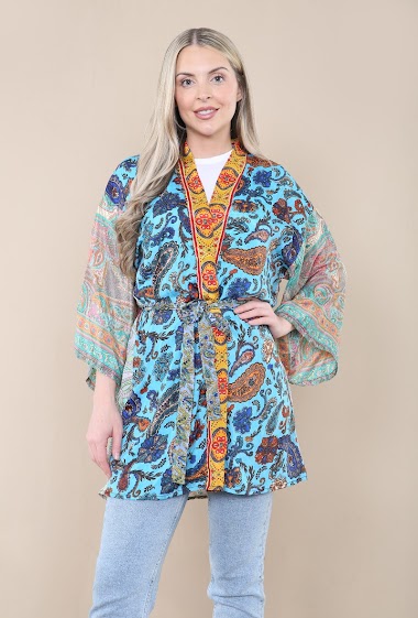 Wholesaler SK MODE - Women’s short shirt dress with belt closure oriental style Ref- S-361SK