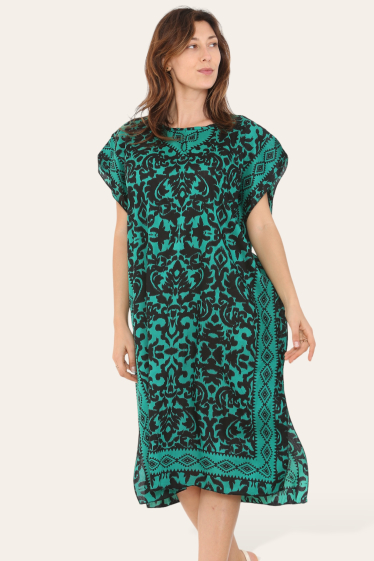 Wholesaler SK MODE - Short dress with an ethnic print Séquence, from the new collection, SK7005