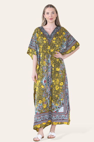 Grossiste SK MODE - Robe de grande taille, caftan traditionnel des motifs de fleurs Paisley-SK106L