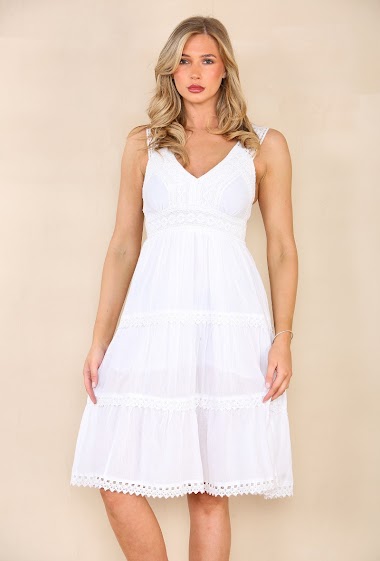 Wholesaler SK MODE - V-neck short sleeveless embroidered summer dress