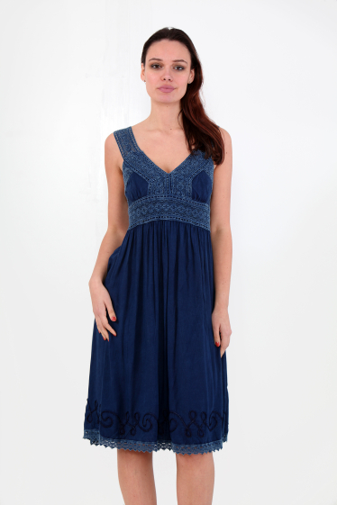 Wholesaler SK MODE - Women's dress Short double embroidery jeans edition Leana ref 3403