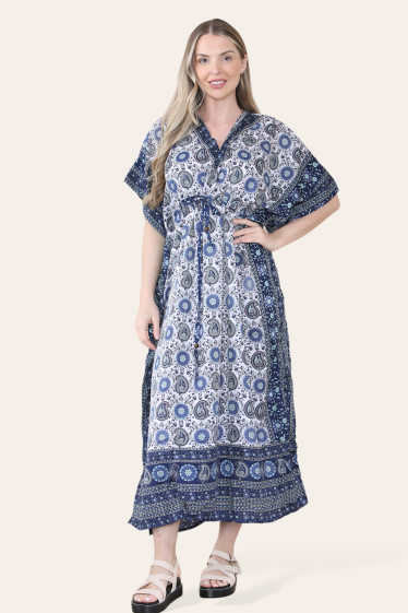 Wholesaler SK MODE - Long Dress (Caftan) with Paisley Printed Design for Summer -SK1081L