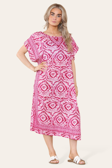 Wholesaler SK MODE - Long and mid-length dress with V-neck and tie-dye pattern Ref-SK7006